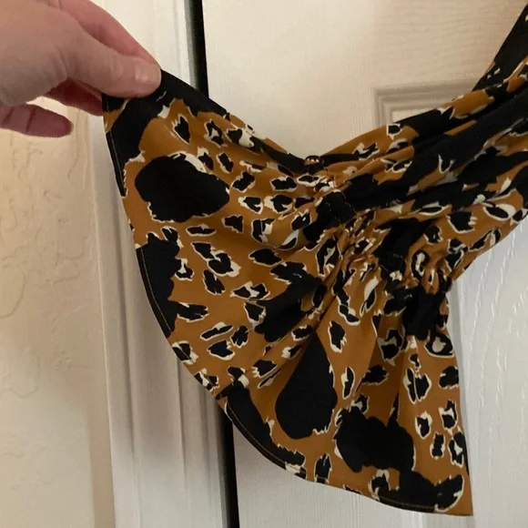 ELOQUII Elements Plus Size Cheetah Print Tie-Neck Flounce Midi Dress NWOT - Picture 3 of 3